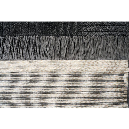 Grey Geometric Area Rug – Machine Made Polyp Rug with 21 mm Pile Height