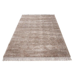 Machine Made Area Rug - Geometric Mink Rug With Soft Pile Carpet, Antislip & Washable