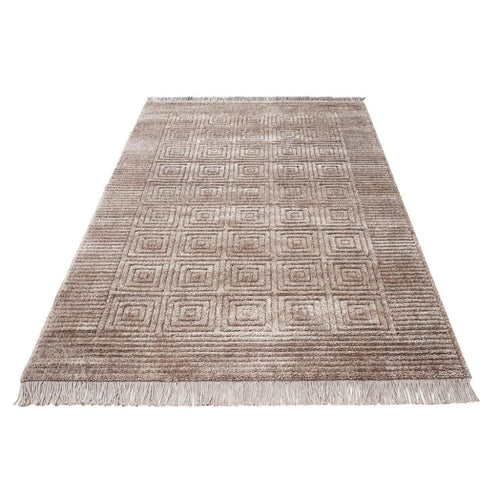 Machine Made Area Rug - Geometric Mink Rug With Soft Pile Carpet, Antislip & Washable