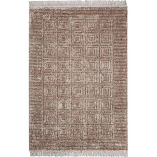 Machine Made Area Rug - Geometric Mink Rug With Soft Pile Carpet, Antislip & Washable