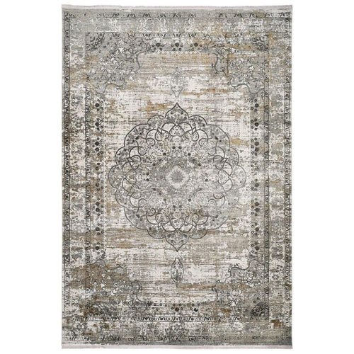 Bamboo Area Rug - Classic Viscose Bamboo Yarn Machine Made Cream Carpet
