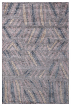 Powder Pink Rug - Modern Machine Made Axminster Woven Viscose Carpet