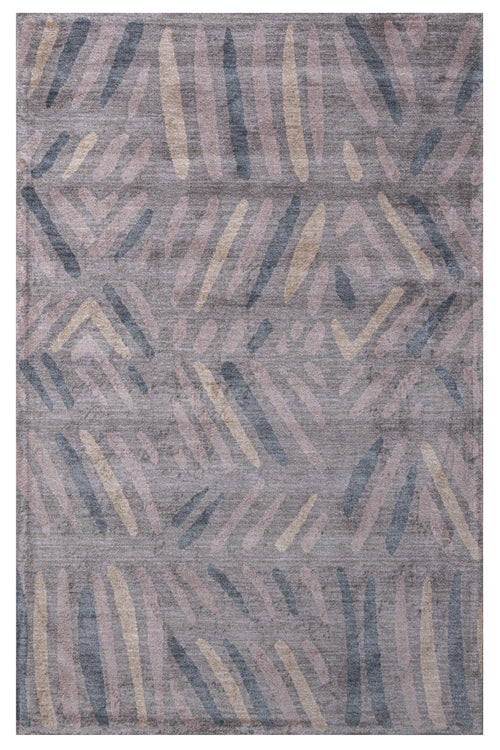 Powder Pink Rug - Modern Machine Made Axminster Woven Viscose Carpet