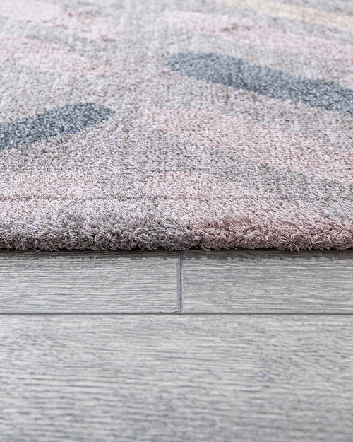Powder Pink Rug - Modern Machine Made Axminster Woven Viscose Carpet