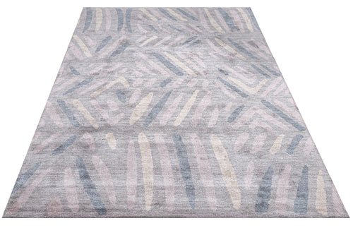 Powder Pink Rug - Modern Machine Made Axminster Woven Viscose Carpet