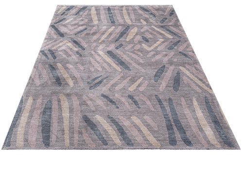 Powder Pink Rug - Modern Machine Made Axminster Woven Viscose Carpet
