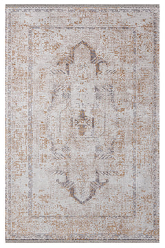 Viscose Axminster Rug – Cream Medallion Machine Made Carpet by 3S Brand