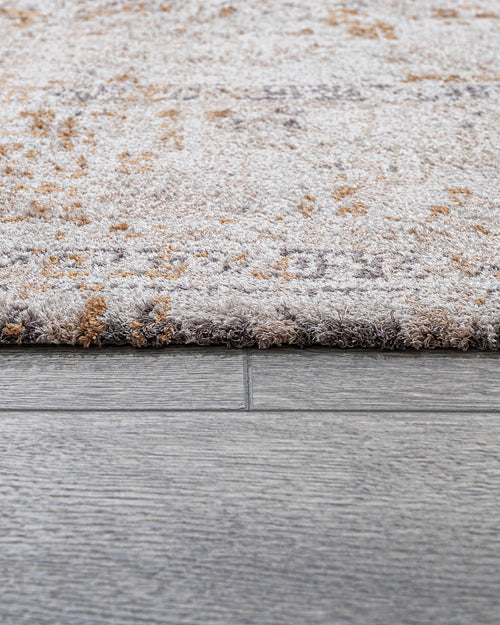 Viscose Axminster Rug – Cream Medallion Machine Made Carpet by 3S Brand