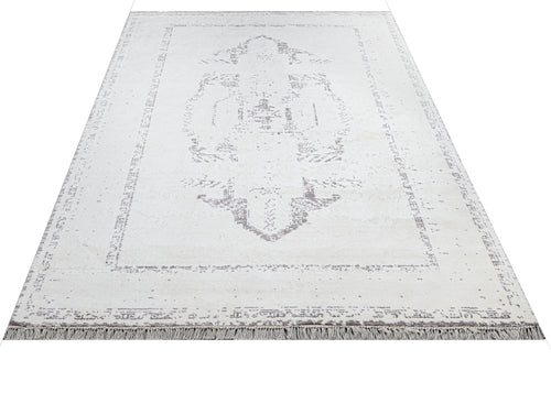 Viscose Axminster Rug – Cream Medallion Carpet With Soft Texture & Durable Design