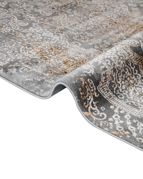 Vintage Area Rug – Celosia Flower Gold Floral Machine Made Rug With Fringed Edges