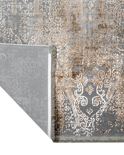 Vintage Area Rug – Celosia Flower Gold Floral Machine Made Rug With Fringed Edges