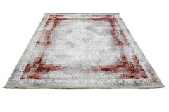 Burgundy Area Rug - Classic Machine Made Rug with Fringed Edges & Non Slip