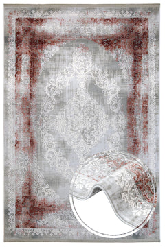 Burgundy Area Rug - Classic Machine Made Rug with Fringed Edges & Non Slip