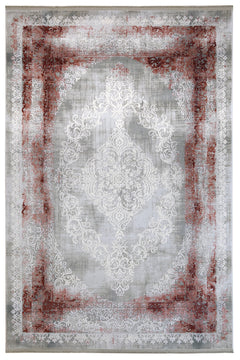 Burgundy Area Rug - Classic Machine Made Rug with Fringed Edges & Non Slip