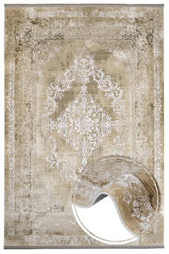 Machine Made Area Rug – Durable Acrylic Carpet with Fringed Edge for Living Room