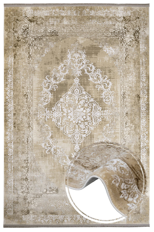 Machine Made Area Rug – Durable Acrylic Carpet with Fringed Edge for Living Room