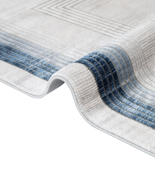 Machine Made Area Rug - Cornflower Blue Acrylic Rug With Fringed Edge Carpet