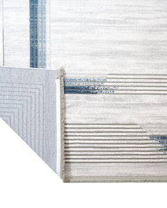 Machine Made Area Rug - Cornflower Blue Acrylic Rug With Fringed Edge Carpet