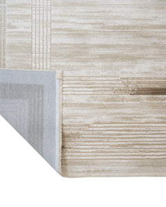 Machine Made Area Rug – Cream Frame Rug With Fringed Edge, Durable Acrylic Carpet