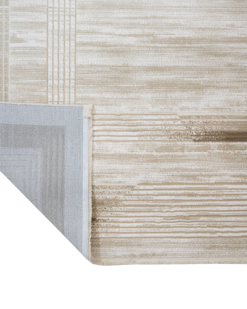 Machine Made Area Rug – Cream Frame Rug With Fringed Edge, Durable Acrylic Carpet