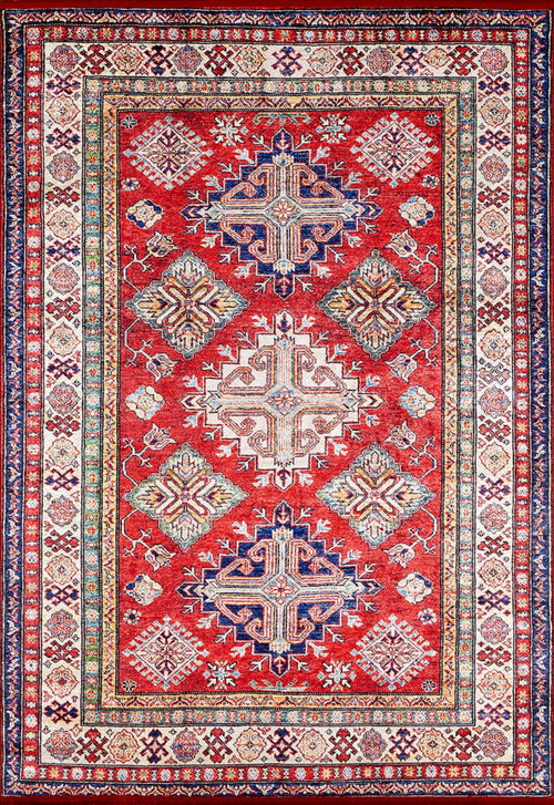 Red Geometric Area Rug – Digital Print, Non Slip, Antibacterial Carpet for Living Room