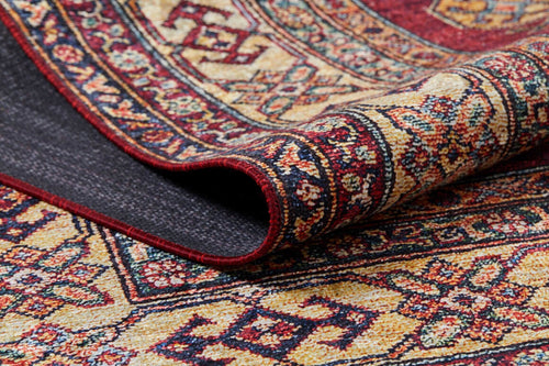 Novotroitsk Red Geometric Digital Print Area Rug