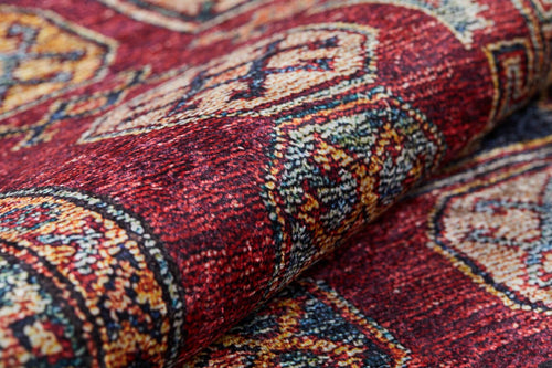 Novotroitsk Red Geometric Digital Print Area Rug