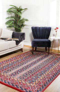 Red Striped Area Rug – Non Slip, Antibacterial Carpet | Washable Floor Rug