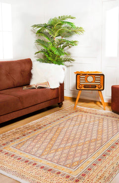 Yellow Area Rug – Classic Digital Print Carpet | Non Slip, Antibacterial, Washable