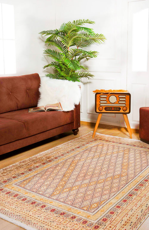 Yellow Area Rug – Classic Digital Print Carpet | Non Slip, Antibacterial, Washable