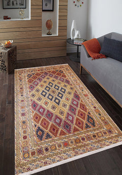 Orange Geometric Area Rug - Digital Print Non Slip Washable Carpet for Living Room