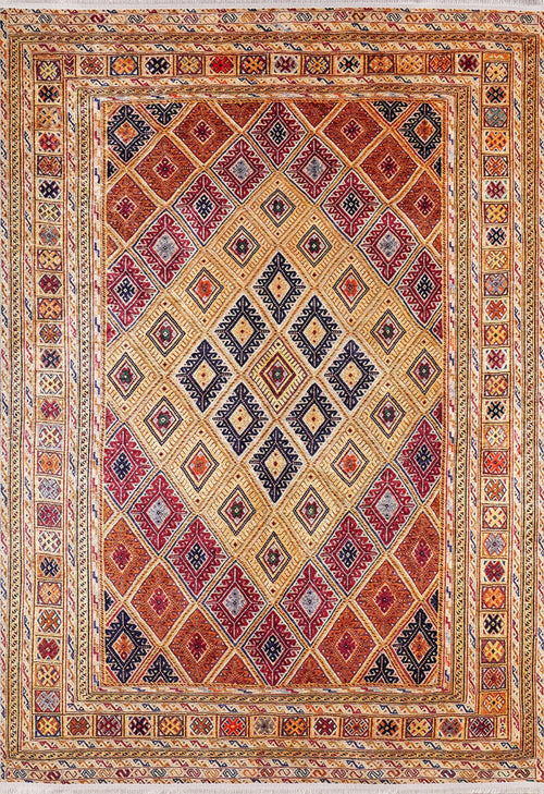 Orange Geometric Area Rug - Digital Print Non Slip Washable Carpet for Living Room