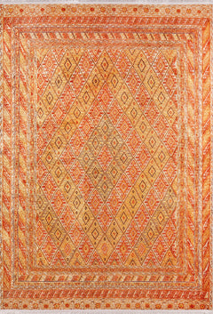 Orange Geometric Area Rug – Digital Print, Non Slip, Antibacterial Carpet