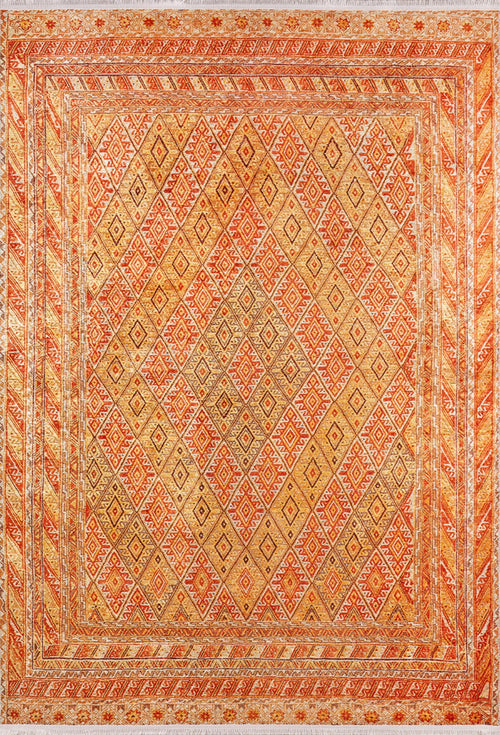 Orange Geometric Area Rug – Digital Print, Non Slip, Antibacterial Carpet