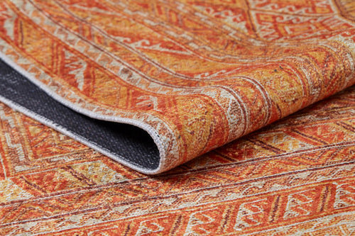 Orange Geometric Area Rug – Digital Print, Non Slip, Antibacterial Carpet