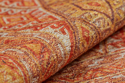 Orange Geometric Area Rug – Digital Print, Non Slip, Antibacterial Carpet