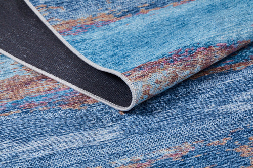 Modern Digital Area Rug – Blue Digital Print Carpet, Non Slip, Antibacterial