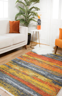 Modern Area Rug – Portalegre Orange Digital Print Non Slip Carpet