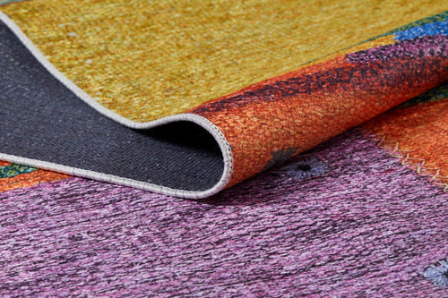 Patchwork Area Rug | Digital Print Multicolor Floor Rug - Non Slip, Antibacterial