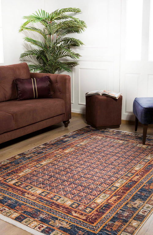 Magadan Brown Frame Digital Print Area Rug