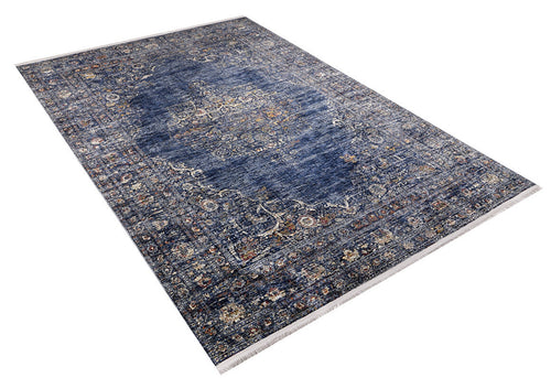 Blue Vintage Area Rug - Digital Print, Non Slip, Antibacterial Carpet for Living Room