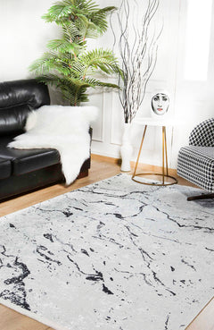 Modern Area Rug - Grey Digital Print Carpet | Non Slip, Antibacterial, Washable Floor Rug
