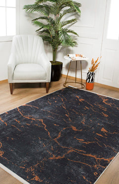 Modern Area Rug - Anthracite Digital Print Rug | Non Slip, Antibacterial Carpet