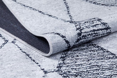 Grey Geometric Area Rug – Digital Print Rug | Non Slip, Antibacterial Carpet