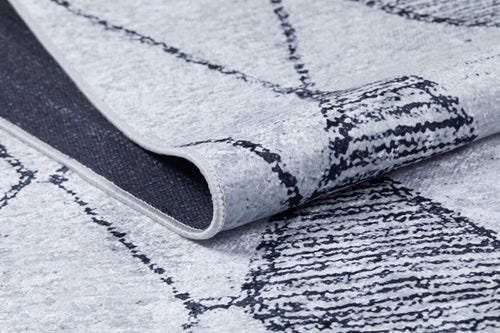 Grey Geometric Area Rug – Digital Print Rug | Non Slip, Antibacterial Carpet