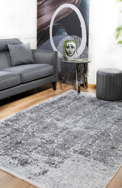 Modern Digital Print Rug - Grey Area Rug With Non Slip, Antibacterial Features