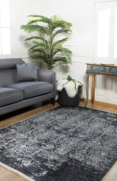 Modern Area Rug – Anthracite Digital Print Carpet | Non Slip Washable Floor Covering