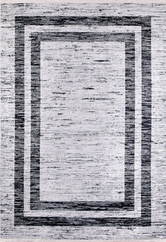 Grey Area Rug - Digital Print Frame Design Carpet | Non Slip Washable Floor Covering