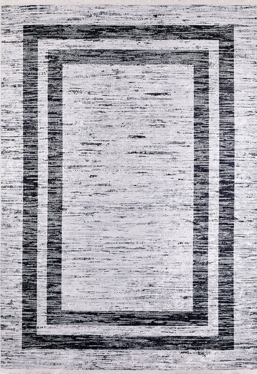 Grey Area Rug - Digital Print Frame Design Carpet | Non Slip Washable Floor Covering