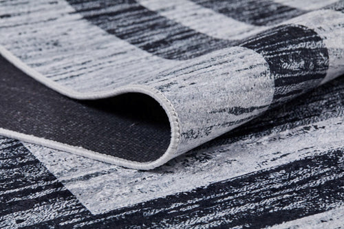 Grey Area Rug - Digital Print Frame Design Carpet | Non Slip Washable Floor Covering